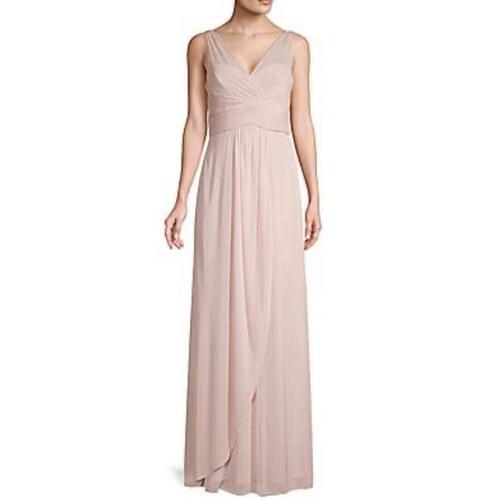 Adrianna Papel Women's Light Pink Draped Sequin Straps Formal Gown Dress